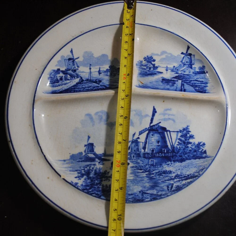 Vintage Blue & White Divided Plate Made in Germany